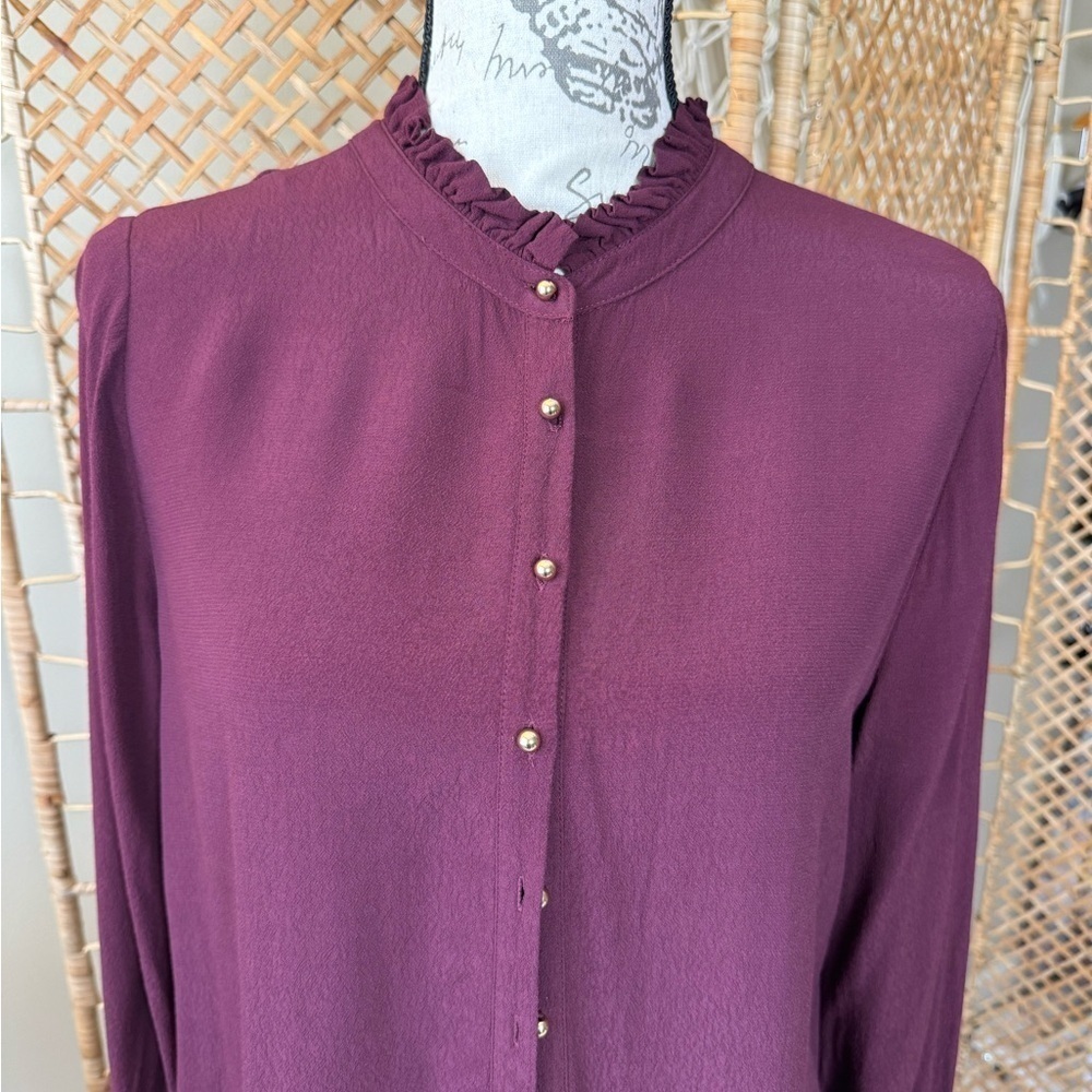 1.State Burgundy Tunic Blouse Dress - Picture 7 of 9
